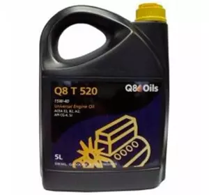 15w40, Олія моторна (5л) мінерал. (Q8 T 520) (API: CG-4/SJ/CF) (ACEA:A2/B2/E2)